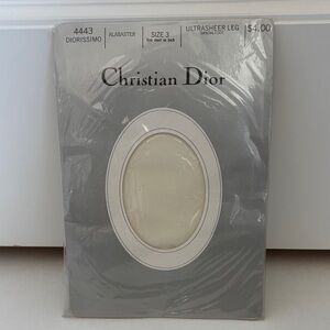 Vintage Christian Dior Pantyhose Alabaster 4443 Ultrasheer Sandle Foot Size 3